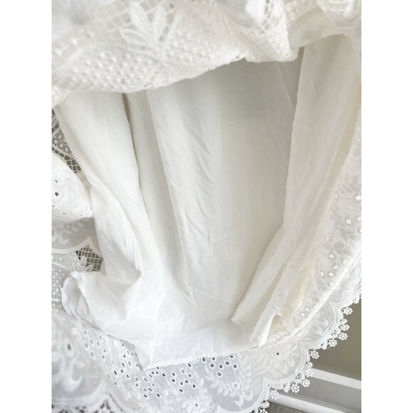 Skies Are Blue Women’s White Eyelet Dress Sz Md Tie Straps Cottage Core Lined - Picture 5 of 12